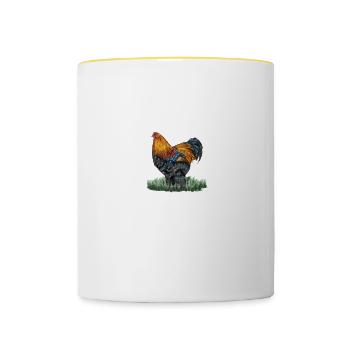 Brahma Hühner I Chicken Geflügel Motiv für - Tasse zweifarbig - Weiß/Gelb - Vorne