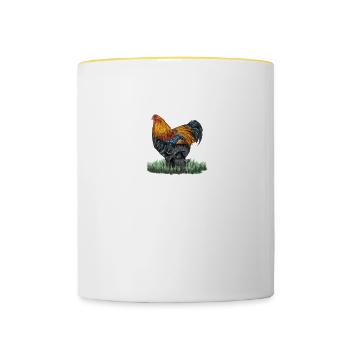 Brahma Hühner I Chicken Geflügel Motiv für - Tasse zweifarbig - Weiß/Gelb - Vorne