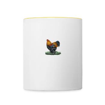 Brahma Hühner I Chicken Geflügel Motiv für - Tasse zweifarbig - Weiß/Gelb - Vorne
