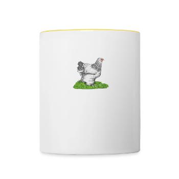 Brahma Hühner I Chicken Geflügel Motiv für - Tasse zweifarbig - Weiß/Gelb - Vorne