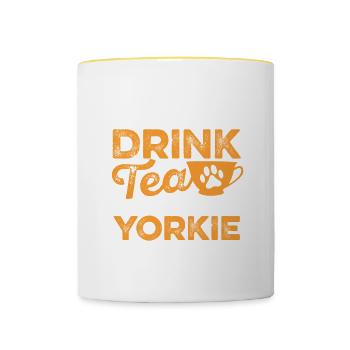 Tee Trinken Haustier Yorkie Chai Trinker Tee - Tasse zweifarbig - Weiß/Gelb - Vorne