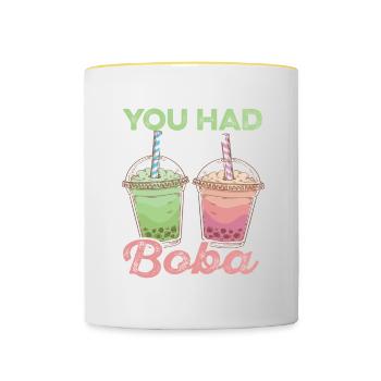 Ils m’ont fait boire au buveur de thé chai Boba - Mug contrasté - blanc/jaune - Devant