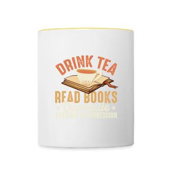 Livres à boire du thé Lire des buveurs de Chai - Mug contrasté - blanc/jaune - Devant