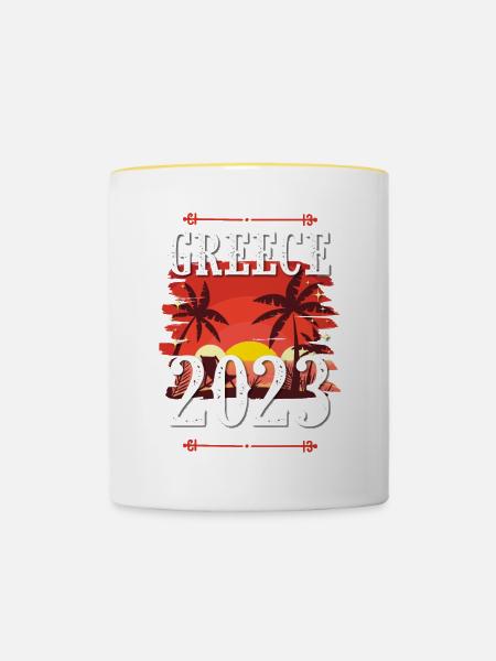 Greece 2023 - Tasse zweifarbig - Weiß/Gelb
