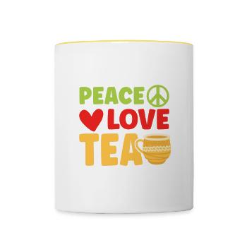 Peace Love Tea Chai Drinker Tea Lovers Chai - Contrasting Mug - white/yellow - Front