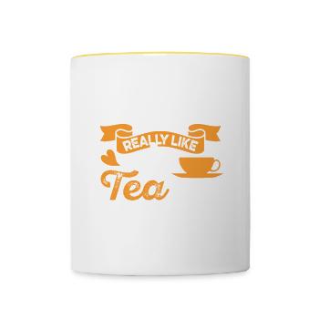 I really like tea chai drinkers tea lovers - Contrasting Mug - white/yellow - Front