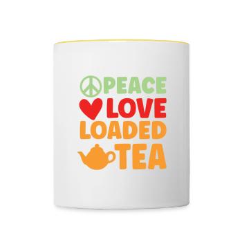 Peace Love Loaded Tea Chai Drinkers Tea Lovers - Contrasting Mug - white/yellow - Front