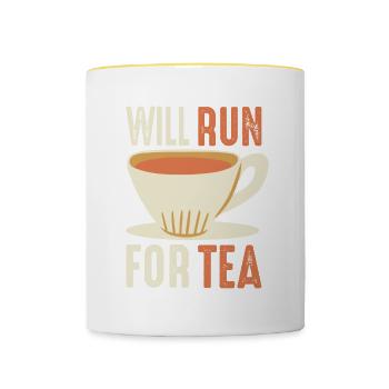 Will Run For Tea Chai Drinkers Tea Lovers Chai - Contrasting Mug - white/yellow - Front