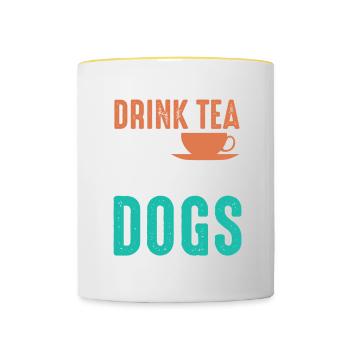 Boire du thé Pet Dogs Chai Buveur - Mug contrasté - blanc/jaune - Devant