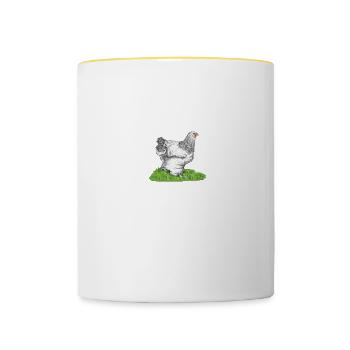 Brahma Hühner I Chicken Geflügel Motiv für - Tasse zweifarbig - Weiß/Gelb - Vorne