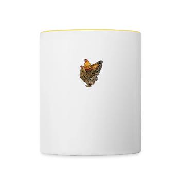 Brahma Hühner I Chicken Geflügel Motiv für - Tasse zweifarbig - Weiß/Gelb - Vorne