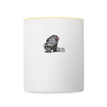 Brahma Hühner I Chicken Geflügel Motiv für - Tasse zweifarbig - Weiß/Gelb - Vorne