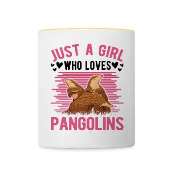 Pangolin Mädchen Schuppentier - Tasse zweifarbig - Weiß/Gelb - Vorne
