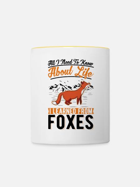 Fuchs Geschenk Rotfuchs - Tasse zweifarbig - Weiß/Gelb
