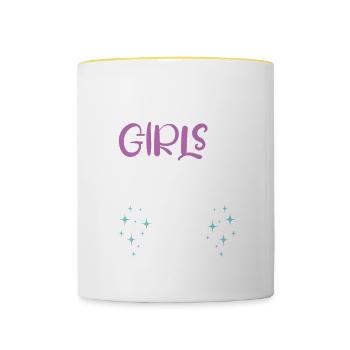 Tournée des filles en Indonésie - Mug contrasté - blanc/jaune - Devant