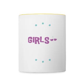 Tournée des filles en Indonésie - Mug contrasté - blanc/jaune - Devant