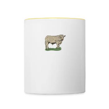 Charolais Rind I Frankreich Rinderzucht für - Tasse zweifarbig - Weiß/Gelb - Vorne