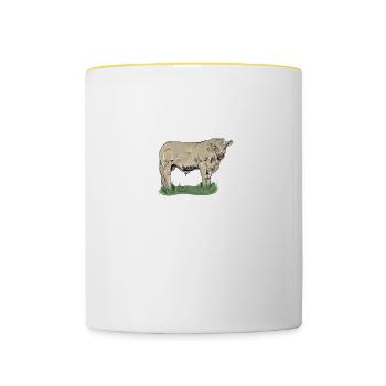 Charolais Rind I Frankreich Rinderzucht für - Tasse zweifarbig - Weiß/Gelb - Vorne