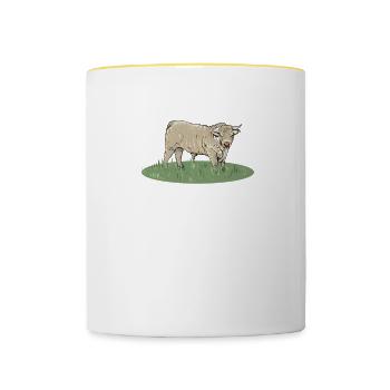 Charolais Rind I Frankreich Rinderzucht für - Tasse zweifarbig - Weiß/Gelb - Vorne