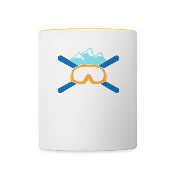 Moniteur de ski Ski de neige Skieurs experts - Mug contrasté - blanc/jaune - Devant
