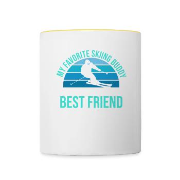 Skiing Buddy m’appelle ami Ski Snow - Mug contrasté - blanc/jaune - Devant