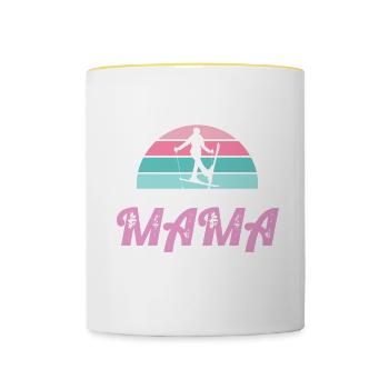 Skifahren Buddy Calls Me Mama Ski Schnee - Tasse zweifarbig - Weiß/Gelb - Vorne