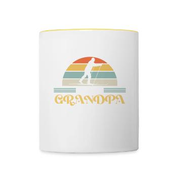Skiing Buddy m’appelle grand-père Ski Neige - Mug contrasté - blanc/jaune - Devant