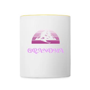 Skiing Buddy m’appelle Grand-mère Ski Neige - Mug contrasté - blanc/jaune - Devant