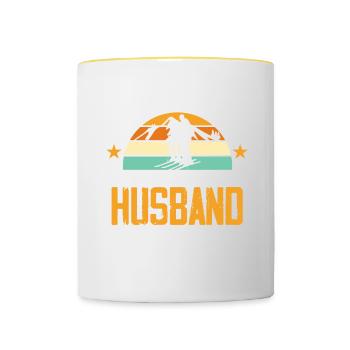 Skiing Buddy m’appelle mari Ski Snow - Mug contrasté - blanc/jaune - Devant