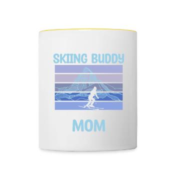 Skifahren Buddy Calls Me Mom Ski Schnee Skifahrer - Tasse zweifarbig - Weiß/Gelb - Vorne