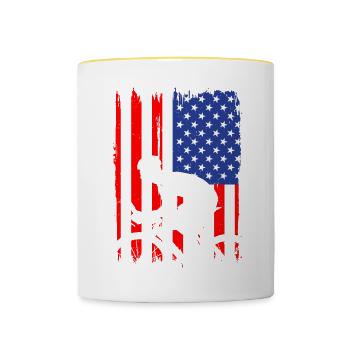 Radfahren Usa Flagge Fahrradliebhaber Radfahrer - Tasse zweifarbig - Weiß/Gelb - Vorne