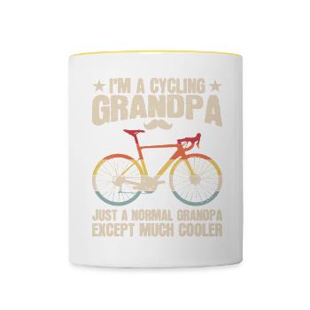Cycling Grandfather Bicycle Lovers Cyclists - Contrasting Mug - white/yellow - Front