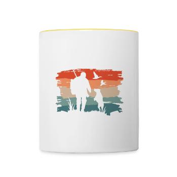 Je Suis Un Mec Simple J'aime La Chasse Et Les - Mug contrasté - blanc/jaune - Devant