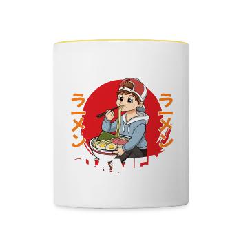 But First Ramen - Tasse zweifarbig - Weiß/Gelb - Vorne
