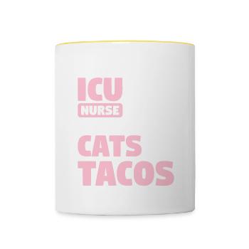 This ICU Nurse Is Powered By Cats And Tacos CCRN - Contrasting Mug - white/yellow - Front