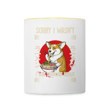 Désolé de ne pas avoir écouté auquel je pensais - Mug contrasté - blanc/jaune - Devant