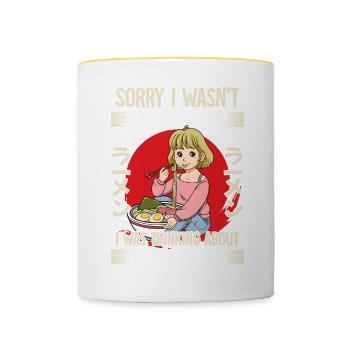 Désolé de ne pas avoir écouté auquel je pensais - Mug contrasté - blanc/jaune - Devant