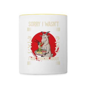 Désolé de ne pas avoir écouté auquel je pensais - Mug contrasté - blanc/jaune - Devant