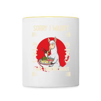 Sorry I Wasn't Listening I Was Thinking About - Tasse zweifarbig - Weiß/Gelb - Vorne