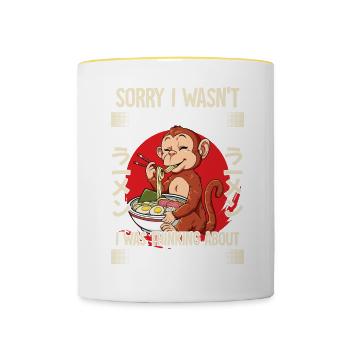Sorry I Wasn't Listening I Was Thinking About - Tasse zweifarbig - Weiß/Gelb - Vorne