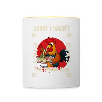 Désolé de ne pas avoir écouté auquel je pensais - Mug contrasté - blanc/jaune - Devant