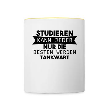 Tankwart lustiger Spruch - Tasse zweifarbig - Weiß/Gelb - Vorne