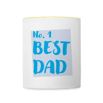 No.1 BEST DAD T-Shirt - Contrasting Mug - white/yellow - Front