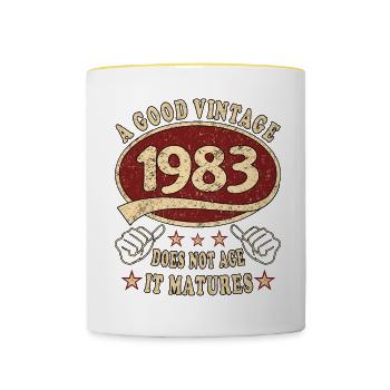40. Geburtstag 1983 40er Guter Jahrgang - Tasse zweifarbig - Weiß/Gelb - Vorne