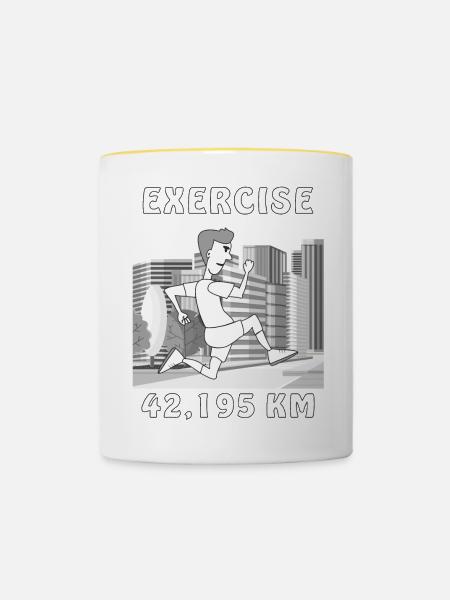 EXERCISE LÄUFER - Tasse zweifarbig - Weiß/Gelb