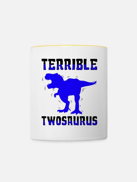 Schrecklicher Twosaurus - Tasse zweifarbig - Weiß/Gelb
