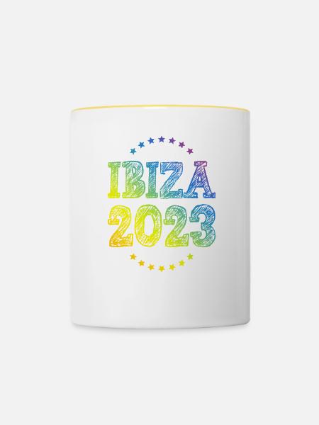 Ibiza 2023 - Tasse zweifarbig - Weiß/Gelb