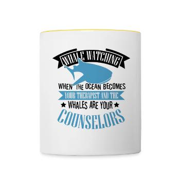 Rorqual bleu pour béluga et mammifères marins - Mug contrasté - blanc/jaune - Devant