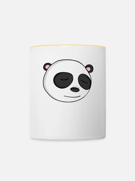 Panda Kopf - Tasse zweifarbig - Weiß/Gelb