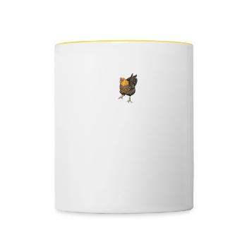 Wyandotten Huhn I Henne Ei Hahn Motiv für - Tasse zweifarbig - Weiß/Gelb - Vorne